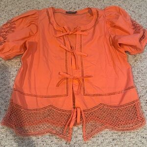 Vineyard Vines Coral Eyelet Inset Women's Top